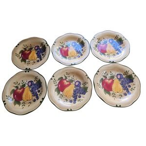Home Trends Granada Dinner Plates Set of 6 Fruit Design Scalloped Edge Reti 2006